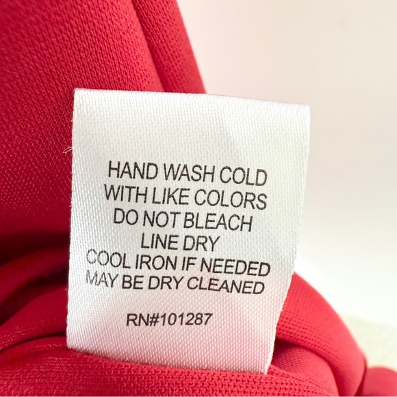 NWT!! Neiman Marcus Women's Red V-Neck Cap Sleeve Midi Dress Size L Gold Zipper - Picture 15 of 16